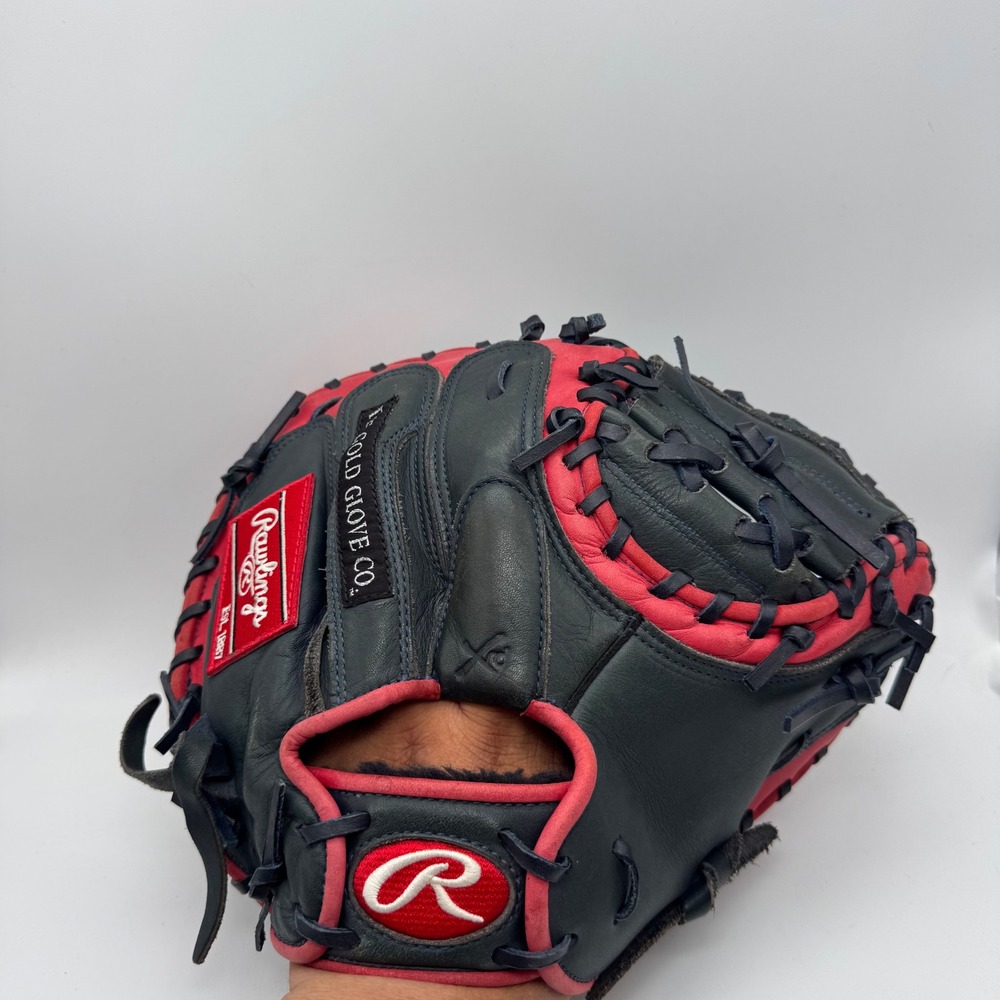 Rawlings Gold Glove Elite GGECM325NS 32.5 Inch Catchers Mitt Black Red Leather